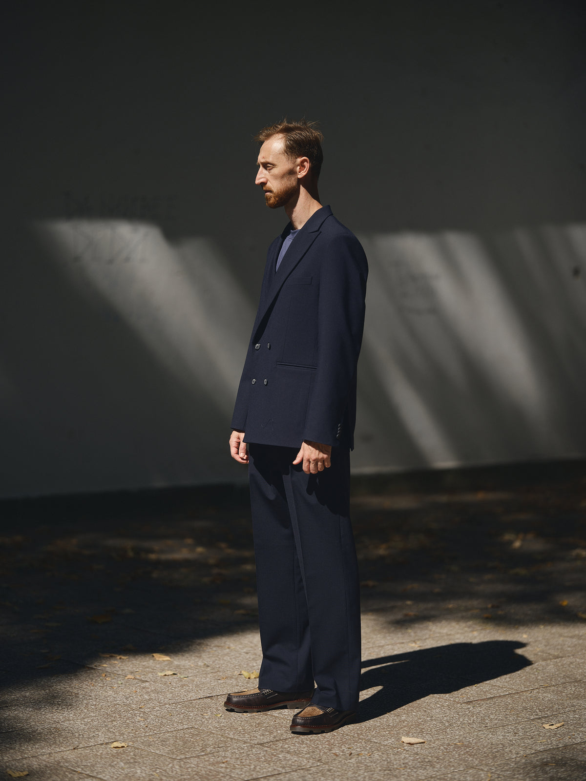 Awards Wide Trousers in navy blue by TODÓR TRAME, image 4 of 5