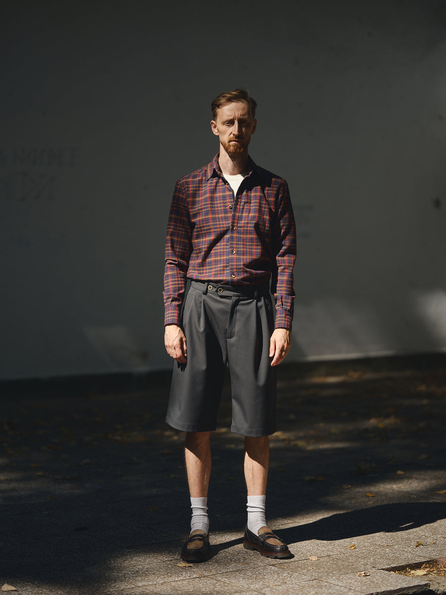 London Tailored Shorts in charcoal grey by TODÓR TRAME, image 1 of 4